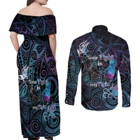 Suicide Awareness Couples Matching Off Shoulder Maxi Dress and Long Sleeve Button Shirt You Are Not Alone LT05 - Polynesian Pride