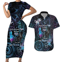Suicide Awareness Couples Matching Short Sleeve Bodycon Dress and Hawaiian Shirt You Are Not Alone - Polynesian Pride