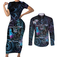Suicide Awareness Couples Matching Short Sleeve Bodycon Dress and Long Sleeve Button Shirt You Are Not Alone LT05 Black - Polynesian Pride