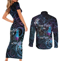 Suicide Awareness Couples Matching Short Sleeve Bodycon Dress and Long Sleeve Button Shirt You Are Not Alone LT05 - Polynesian Pride
