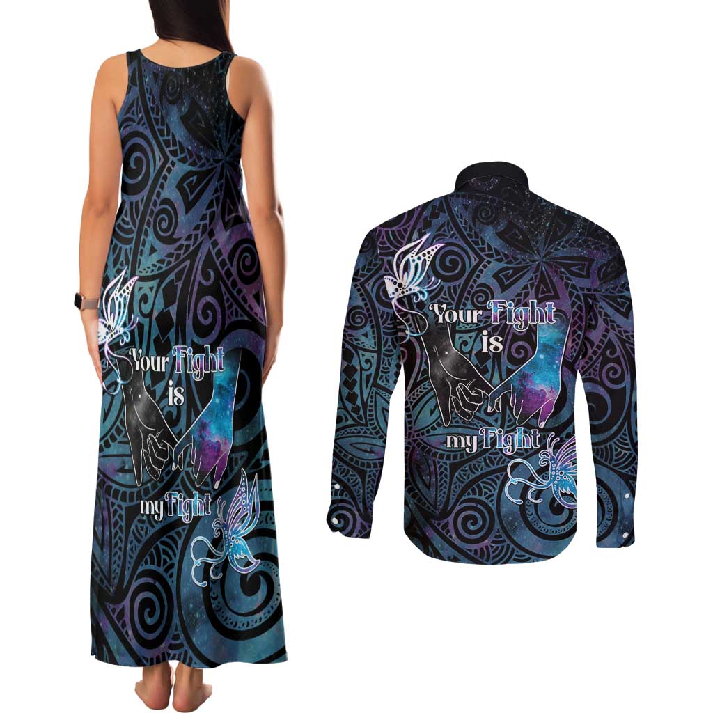 Suicide Awareness Couples Matching Tank Maxi Dress and Long Sleeve Button Shirt You Are Not Alone LT05 - Polynesian Pride