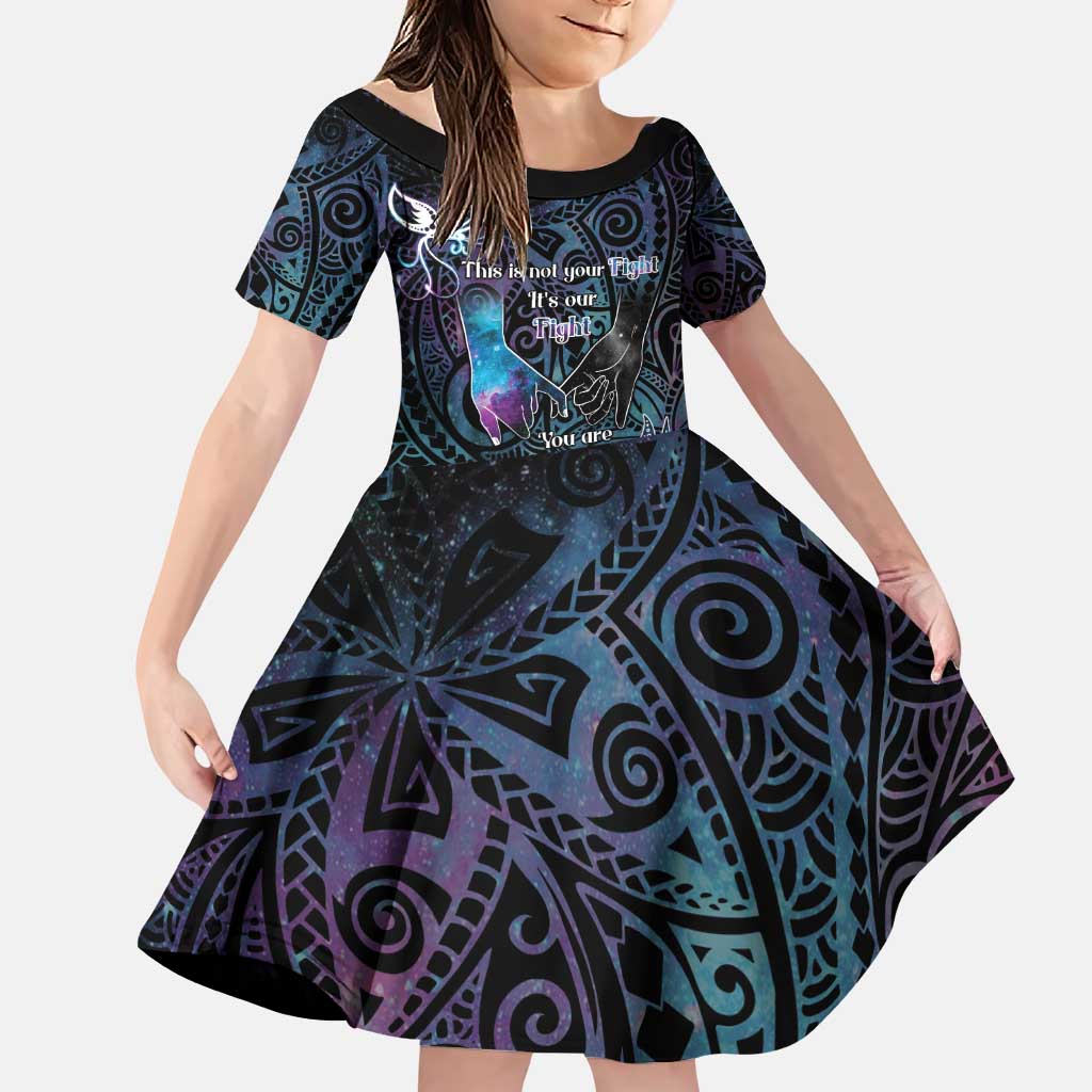 Suicide Awareness Family Matching Puletasi and Hawaiian Shirt You Are Not Alone LT05 Daughter's Dress Black - Polynesian Pride