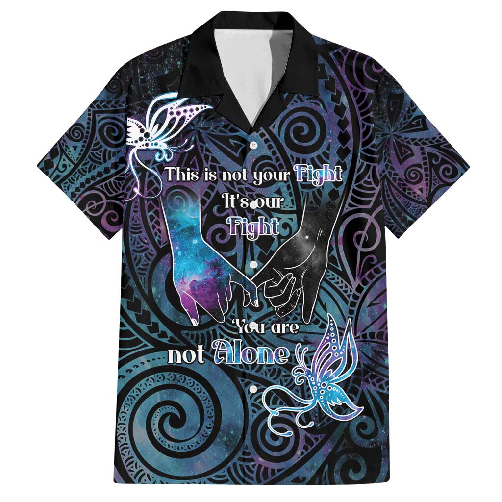 Suicide Awareness Family Matching Puletasi and Hawaiian Shirt You Are Not Alone LT05 Dad's Shirt - Short Sleeve Black - Polynesian Pride