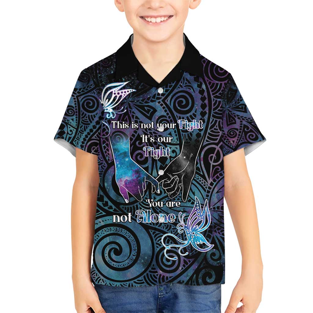 Suicide Awareness Family Matching Puletasi and Hawaiian Shirt You Are Not Alone LT05 Son's Shirt Black - Polynesian Pride