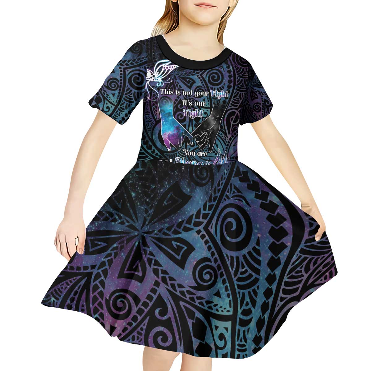 Suicide Awareness Kid Short Sleeve Dress You Are Not Alone - Polynesian Pride