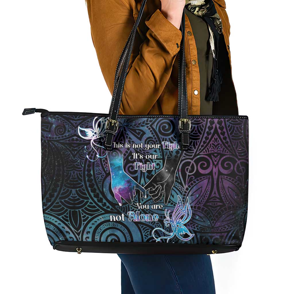 Suicide Awareness Leather Tote Bag You Are Not Alone - Polynesian Pride