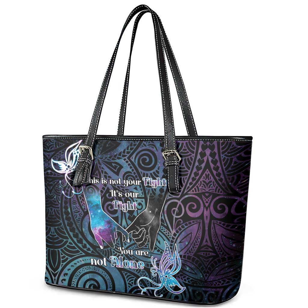 Suicide Awareness Leather Tote Bag You Are Not Alone - Polynesian Pride