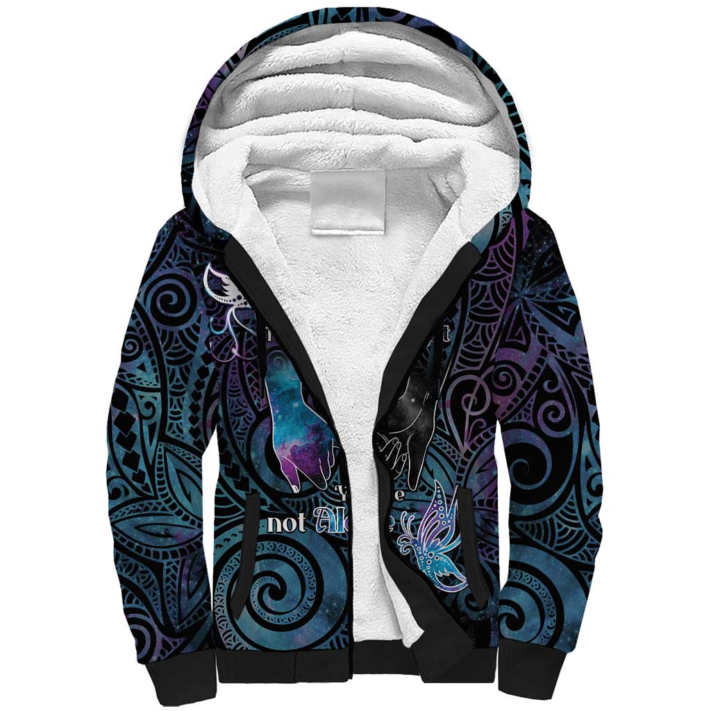 Suicide Awareness Sherpa Hoodie You Are Not Alone - Polynesian Pride