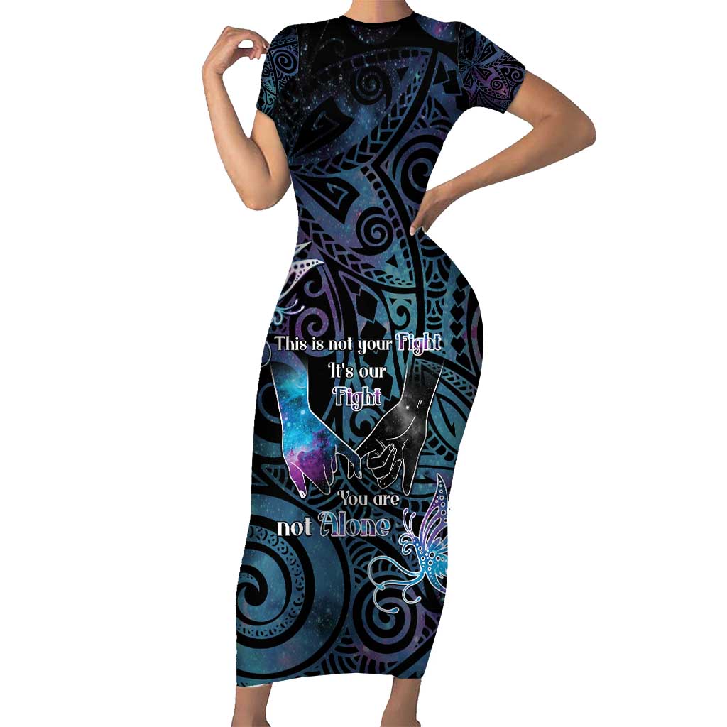 Suicide Awareness Short Sleeve Bodycon Dress You Are Not Alone - Polynesian Pride