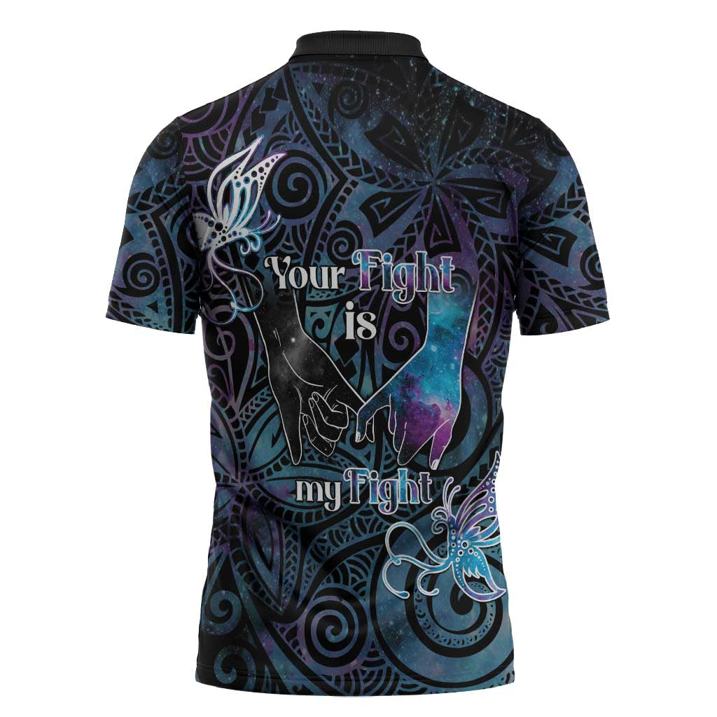 Suicide Awareness Zipper Polo Shirt You Are Not Alone - Polynesian Pride