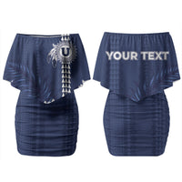 Personalized Utah State Couples Matching Off Shoulder Short Dress and Long Sleeve Button Shirt Polynesian Style LT05 - Polynesian Pride