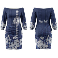 Personalized Utah State Couples Matching Off The Shoulder Long Sleeve Dress and Hawaiian Shirt Polynesian Style LT05 - Polynesian Pride