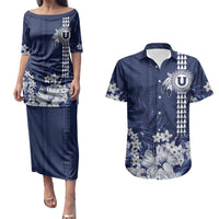 Personalized Utah State Couples Matching Puletasi and Hawaiian Shirt Polynesian Style LT05 Blue - Polynesian Pride