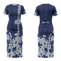 Personalized Utah State Couples Matching Short Sleeve Bodycon Dress and Long Sleeve Button Shirt Polynesian Style LT05 - Polynesian Pride