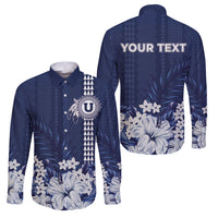 Personalized Utah State Family Matching Tank Maxi Dress and Hawaiian Shirt Polynesian Style LT05 Dad's Shirt - Long Sleeve Blue - Polynesian Pride