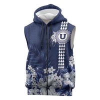 Personalized Utah State Sleeveless Zip Hoodie Polynesian Style LT05 Blue - Polynesian Pride