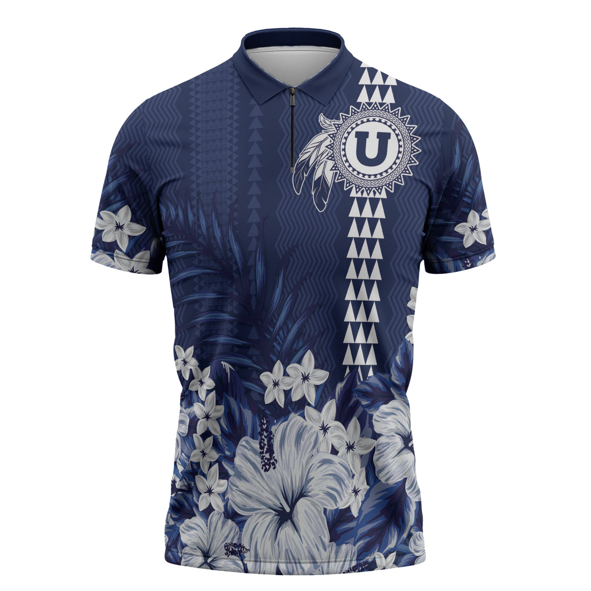 Personalized Utah State Zipper Polo Shirt Polynesian Style LT05 Blue - Polynesian Pride