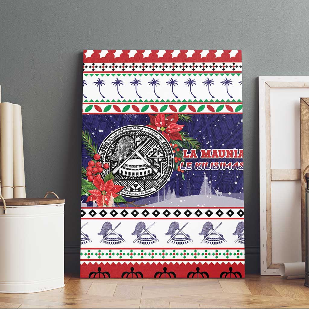 American Samoa Christmas Canvas Wall Art Poinsettia La Maunia Le Kilisimasi