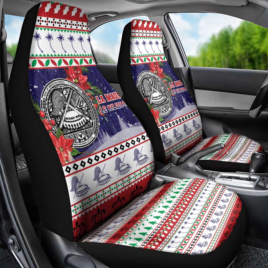 American Samoa Christmas Car Seat Cover Poinsettia La Maunia Le Kilisimasi