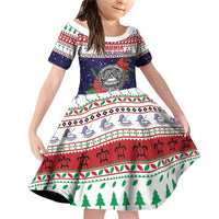 American Samoa Christmas Family Matching Off Shoulder Short Dress and Hawaiian Shirt Poinsettia La Maunia Le Kilisimasi