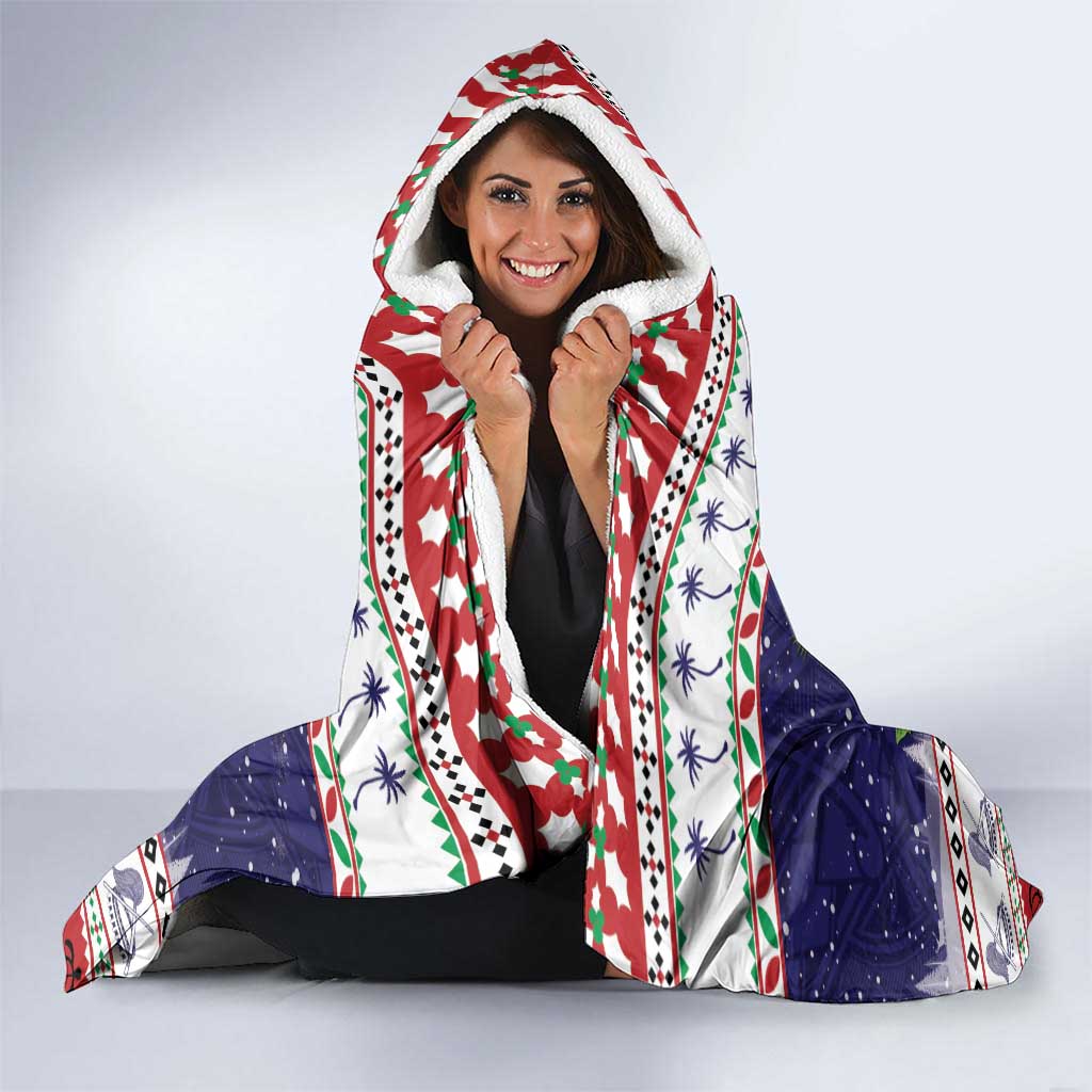 American Samoa Christmas Hooded Blanket Poinsettia La Maunia Le Kilisimasi