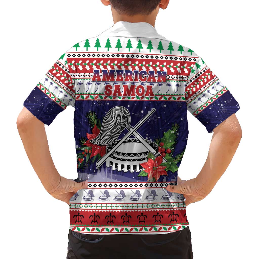 American Samoa Christmas Kid Hawaiian Shirt Poinsettia La Maunia Le Kilisimasi