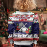 American Samoa Christmas Kid Ugly Christmas Sweater Poinsettia La Maunia Le Kilisimasi