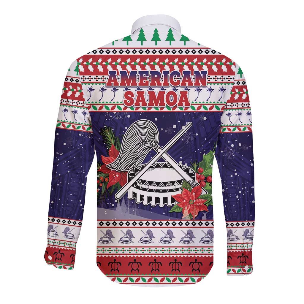 American Samoa Christmas Long Sleeve Button Shirt Poinsettia La Maunia Le Kilisimasi