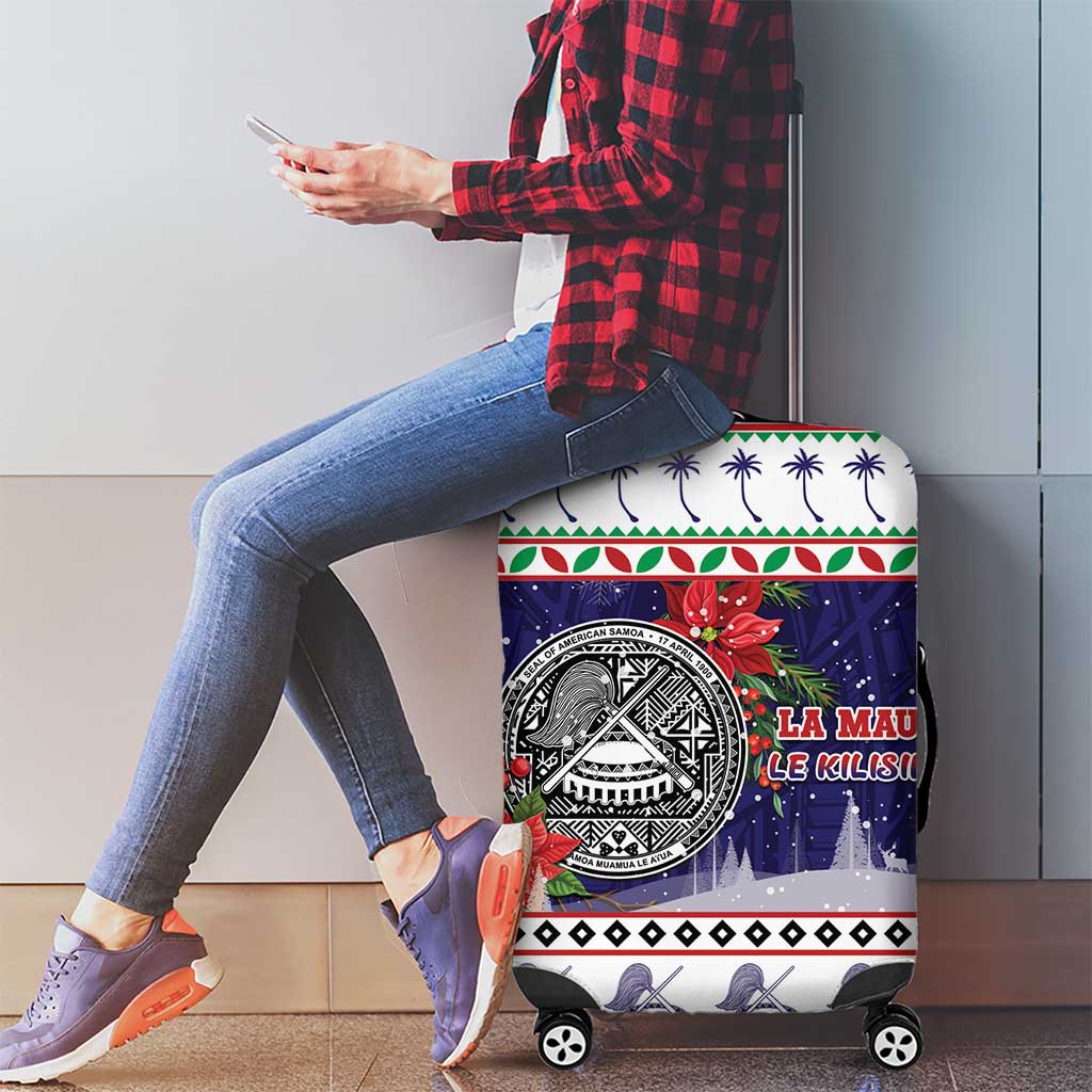 American Samoa Christmas Luggage Cover Poinsettia La Maunia Le Kilisimasi