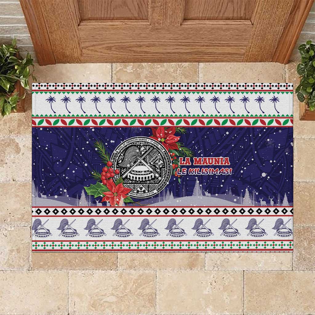 American Samoa Christmas Rubber Doormat Poinsettia La Maunia Le Kilisimasi