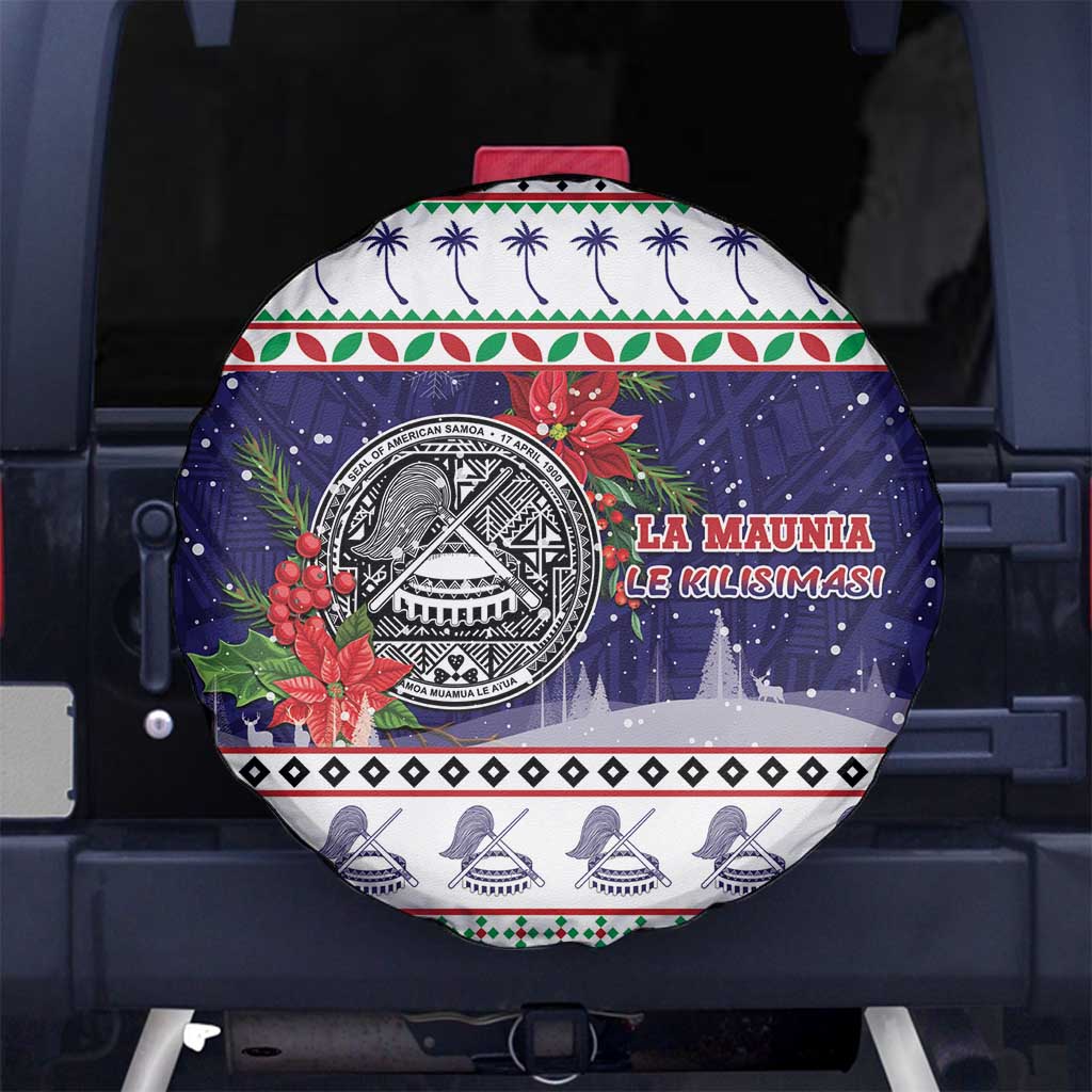 American Samoa Christmas Spare Tire Cover Poinsettia La Maunia Le Kilisimasi