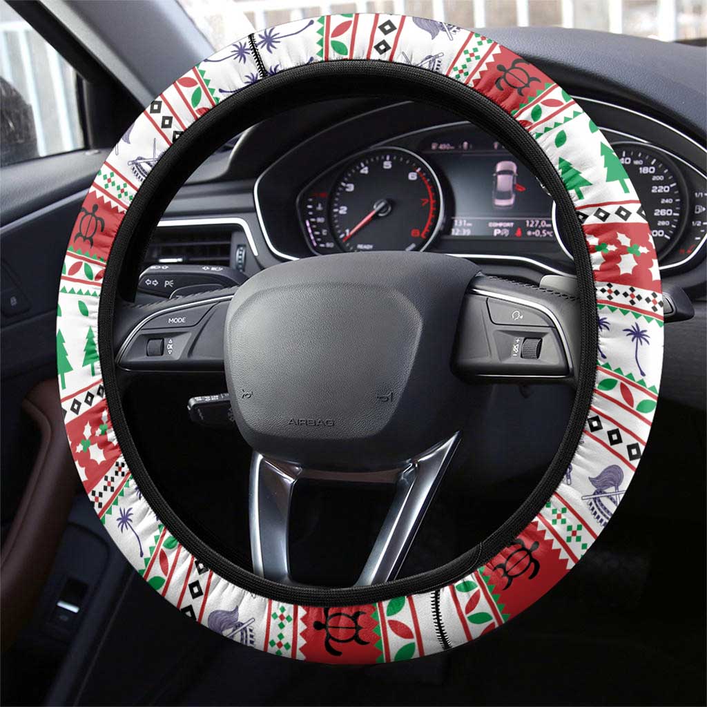 American Samoa Christmas Steering Wheel Cover Poinsettia La Maunia Le Kilisimasi