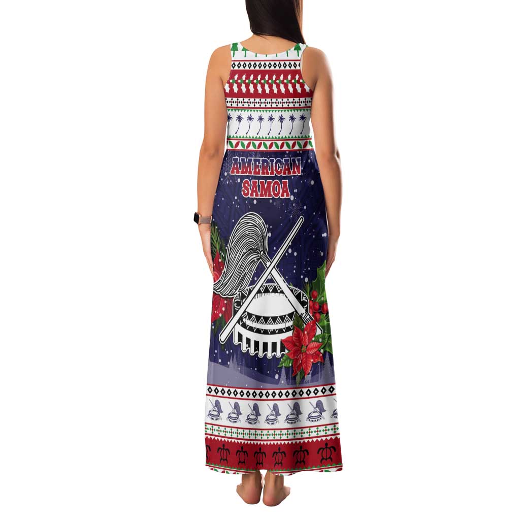 American Samoa Christmas Tank Maxi Dress Poinsettia La Maunia Le Kilisimasi