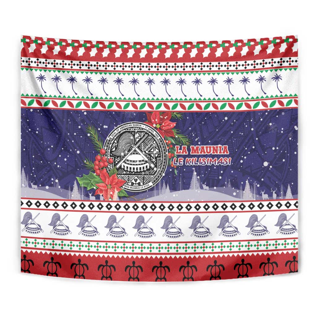 American Samoa Christmas Tapestry Poinsettia La Maunia Le Kilisimasi
