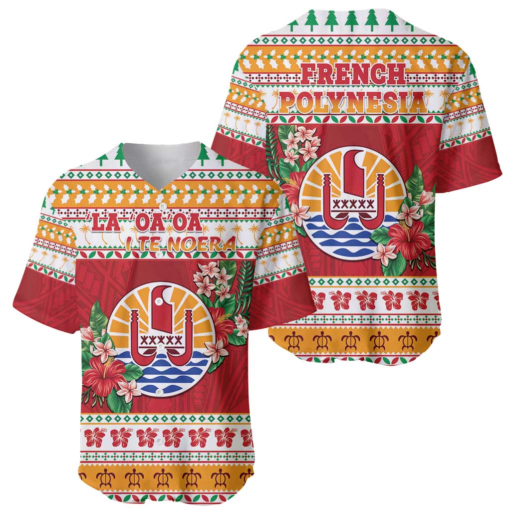 French Polynesia Christmas Baseball Jersey Coat Of Arms Merry Xmas