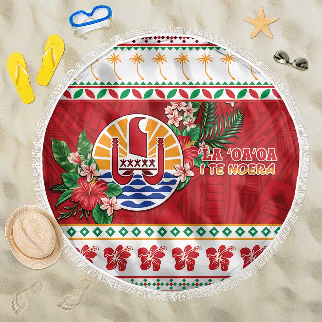 French Polynesia Christmas Beach Blanket Coat Of Arms Merry Xmas