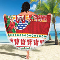French Polynesia Christmas Beach Blanket Coat Of Arms Merry Xmas LT05 - Polynesian Pride