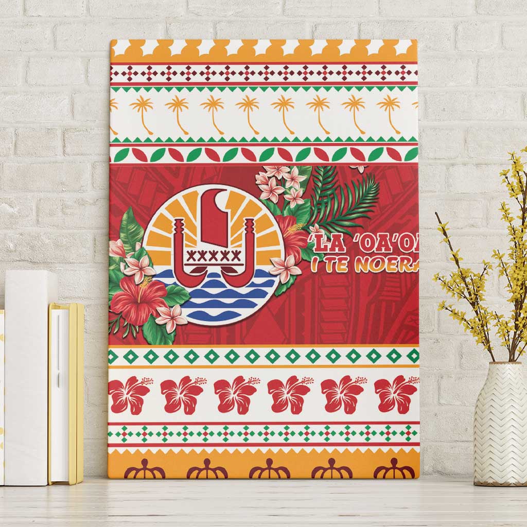French Polynesia Christmas Canvas Wall Art Coat Of Arms Merry Xmas LT05 Without Frame Red - Polynesian Pride