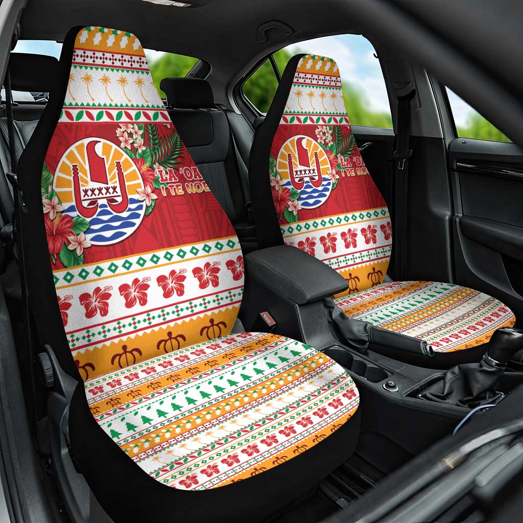 French Polynesia Christmas Car Seat Cover Coat Of Arms Merry Xmas