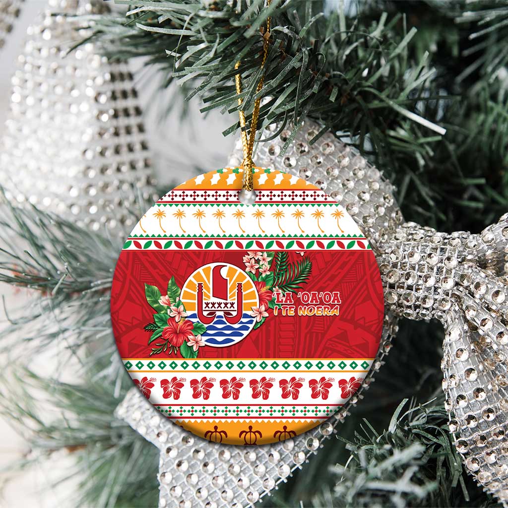 French Polynesia Christmas Ceramic Ornament Coat Of Arms Merry Xmas LT05 - Polynesian Pride