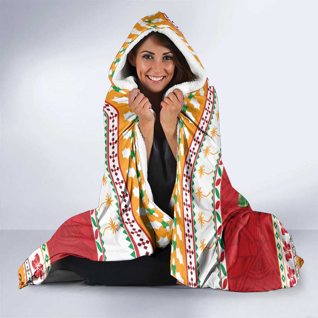 French Polynesia Christmas Hooded Blanket Coat Of Arms Merry Xmas LT05 - Polynesian Pride