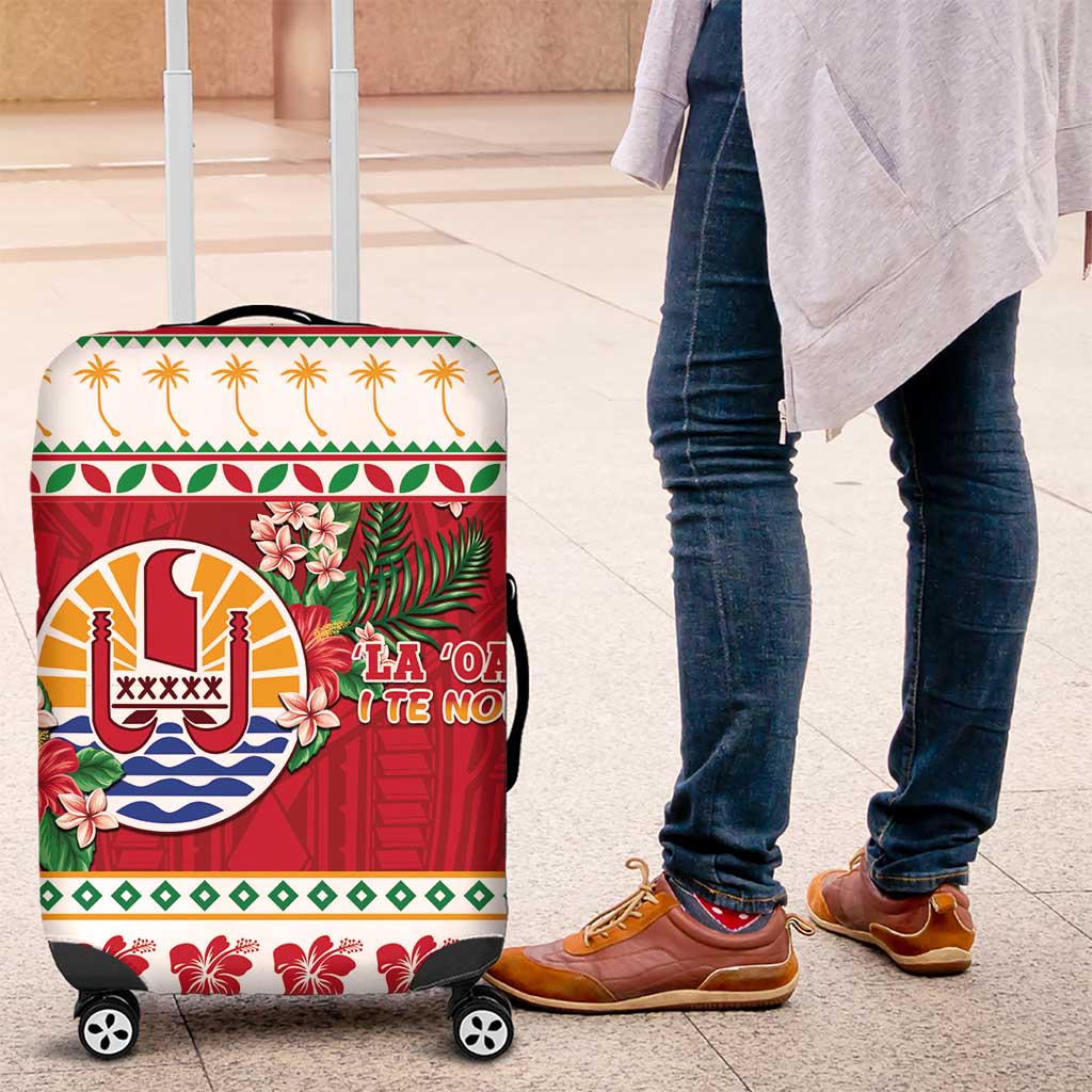 French Polynesia Christmas Luggage Cover Coat Of Arms Merry Xmas