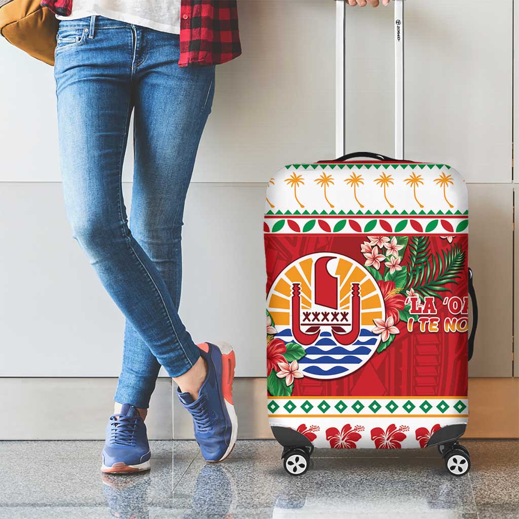 French Polynesia Christmas Luggage Cover Coat Of Arms Merry Xmas
