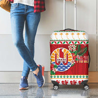 French Polynesia Christmas Luggage Cover Coat Of Arms Merry Xmas