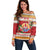 French Polynesia Christmas Off Shoulder Sweater Coat Of Arms Merry Xmas