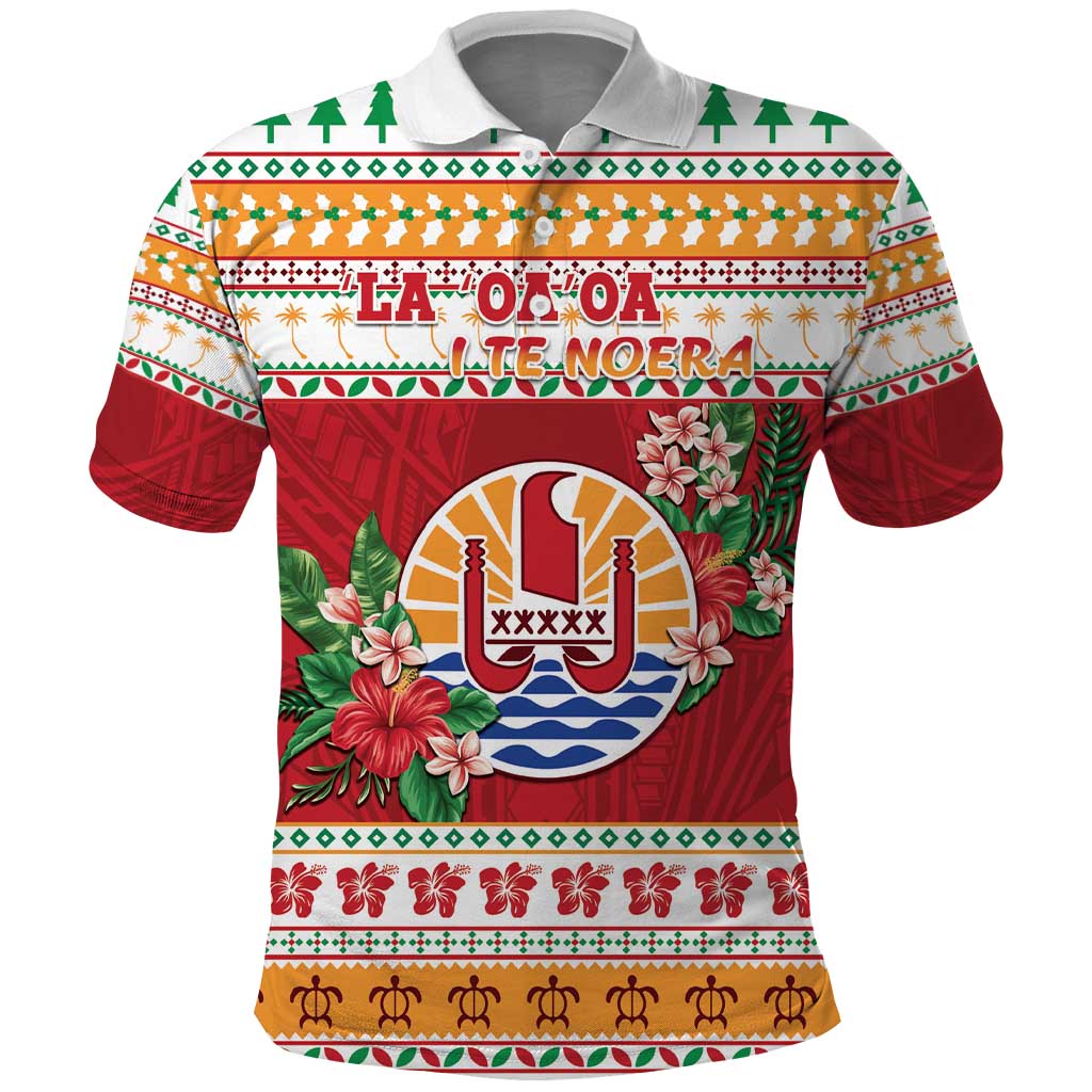 French Polynesia Christmas Polo Shirt Coat Of Arms Merry Xmas