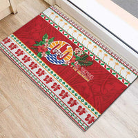 French Polynesia Christmas Rubber Doormat Coat Of Arms Merry Xmas LT05 - Polynesian Pride