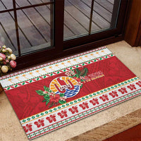 French Polynesia Christmas Rubber Doormat Coat Of Arms Merry Xmas LT05 - Polynesian Pride