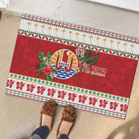French Polynesia Christmas Rubber Doormat Coat Of Arms Merry Xmas LT05 - Polynesian Pride