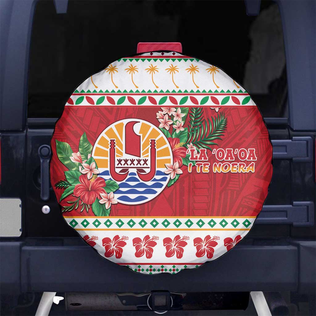French Polynesia Christmas Spare Tire Cover Coat Of Arms Merry Xmas LT05 - Polynesian Pride